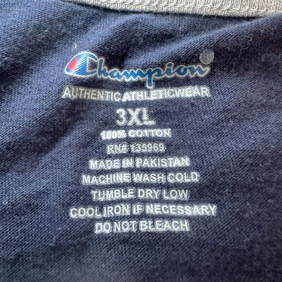 Champion Big "C" T-Shirt Men's Size 2XL Blue With Gray Trim Activewear Normcore - Picture 3 of 3